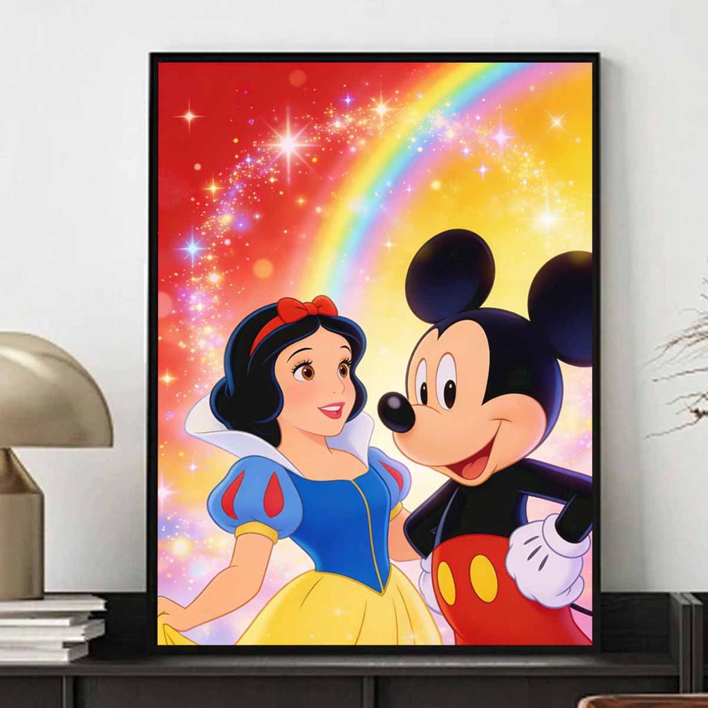 Disney 5D DIY Full Circle Diamond Painting Kit Snow White Mickey Mouse Rainbow Home Decor Gift