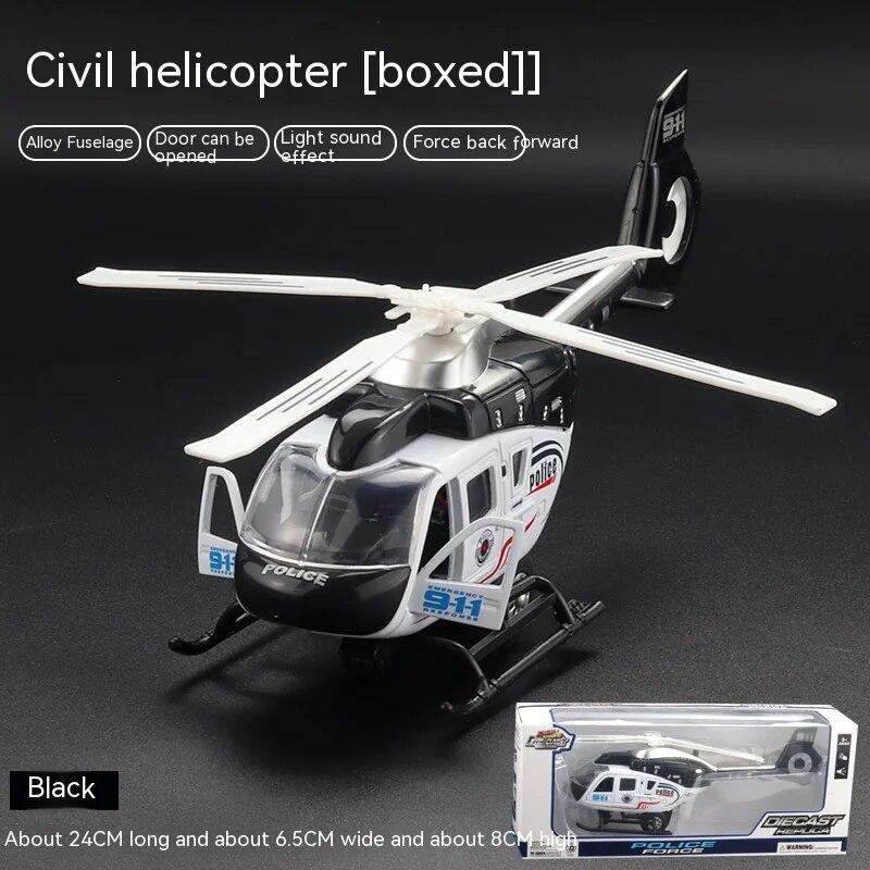 

1:Игрушечная модель полицейского вертолета из сплава в масштабе 1:64 с эффектами обратного хода, звука и света - Идеально подходит для детских игр с воображением чёрный