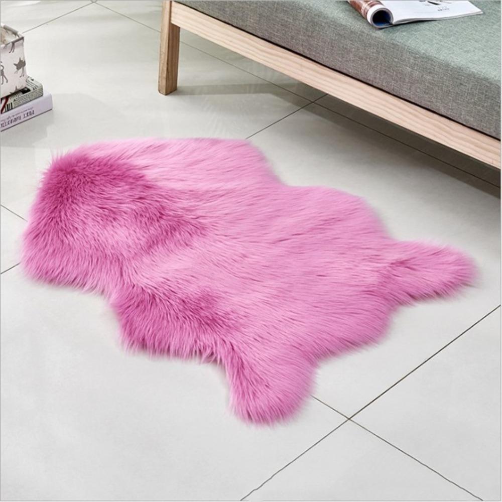 Soft Imitation Wool Bedside Rug Fluffy Shaggy Floor Protection Long Plush Rug Washable Home Decor Bedroom Carpet Bedroom