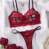 Hot-selling exy lingerie sets sexy red embroidery hollowed-out lingerie set