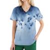 Tops estampados casuais da moda com decote em V feminino e roupas de trabalho protetoras