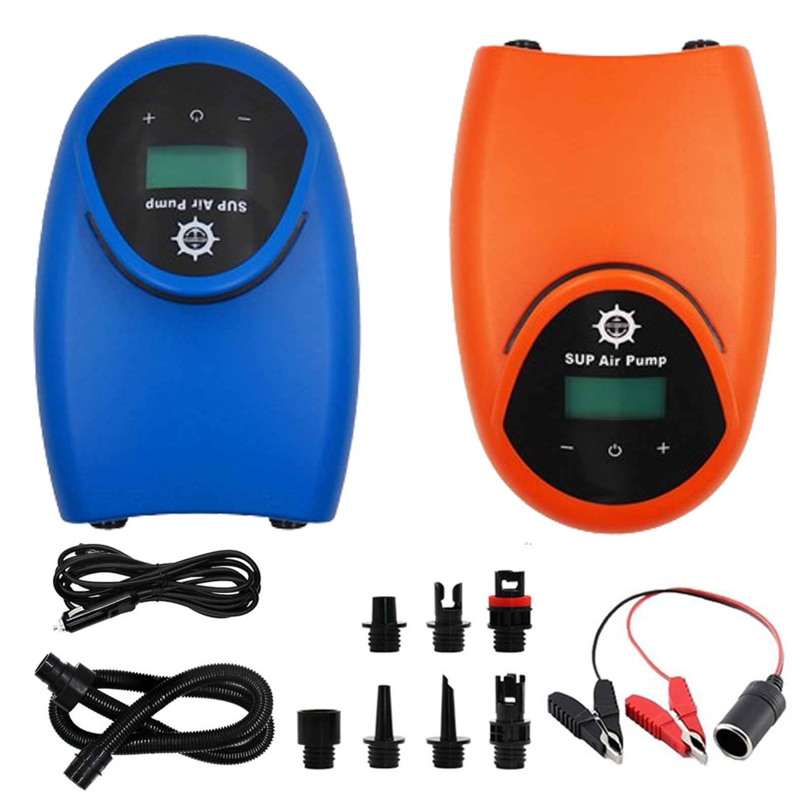 

Electric SUP High 20 Cigarette Lighter Intake and Automatic for Rubber and Air Beds Pump, Pressure, PSI, 12V, Socket, Exhaust, Shut-Off, Boats, SUPs, помаранчевий