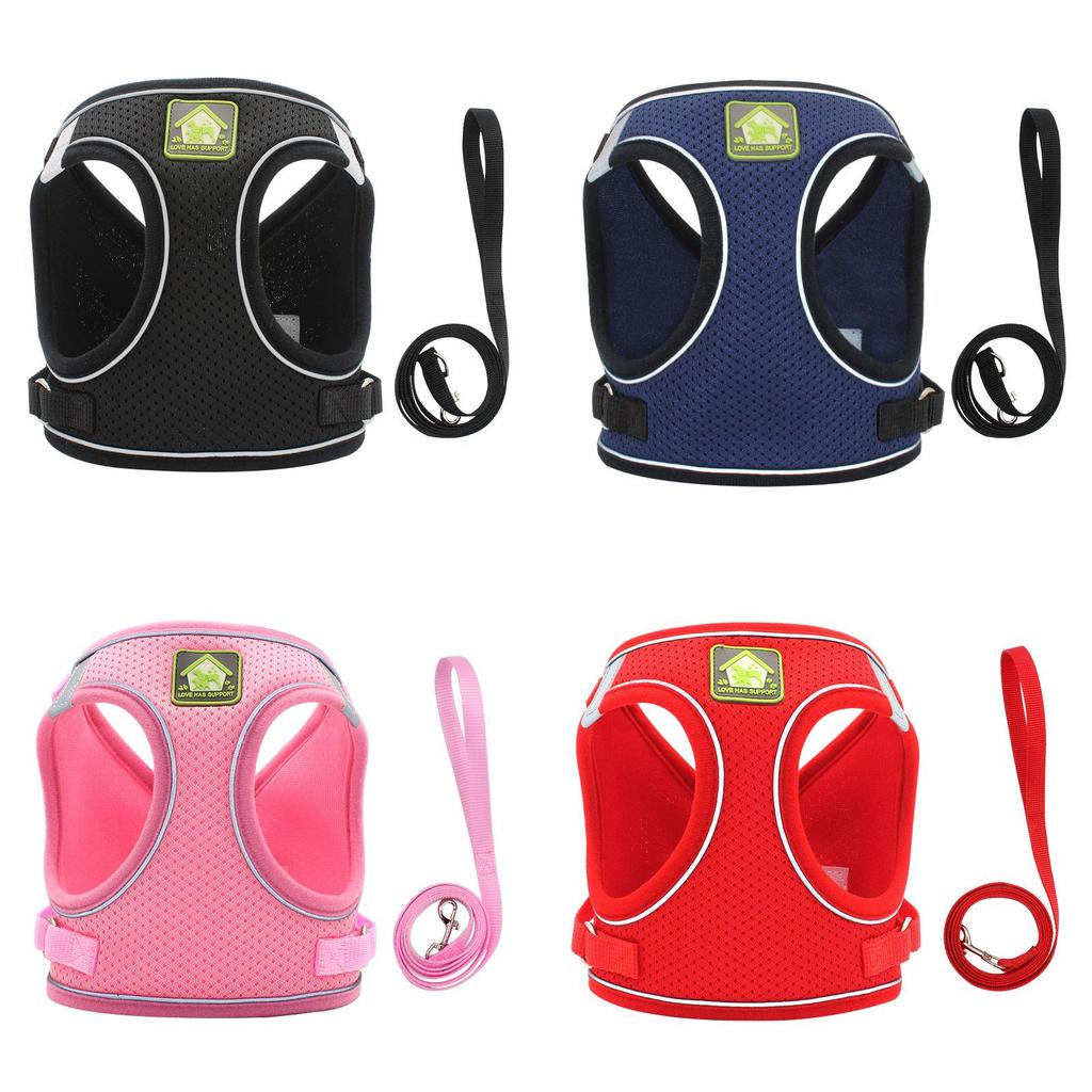 Reflective Pet Harness With Breathable Polyester Material And Adjustable Size For Walking And Training