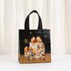 Frohe Weihnachten Schwarz Gold Vlies Geschenktasche Schneemann Weihnachtsbaum Muster Tragetasche mit Henkel Geschenkverpackung Wasserdichte Aufbewahrungstasche