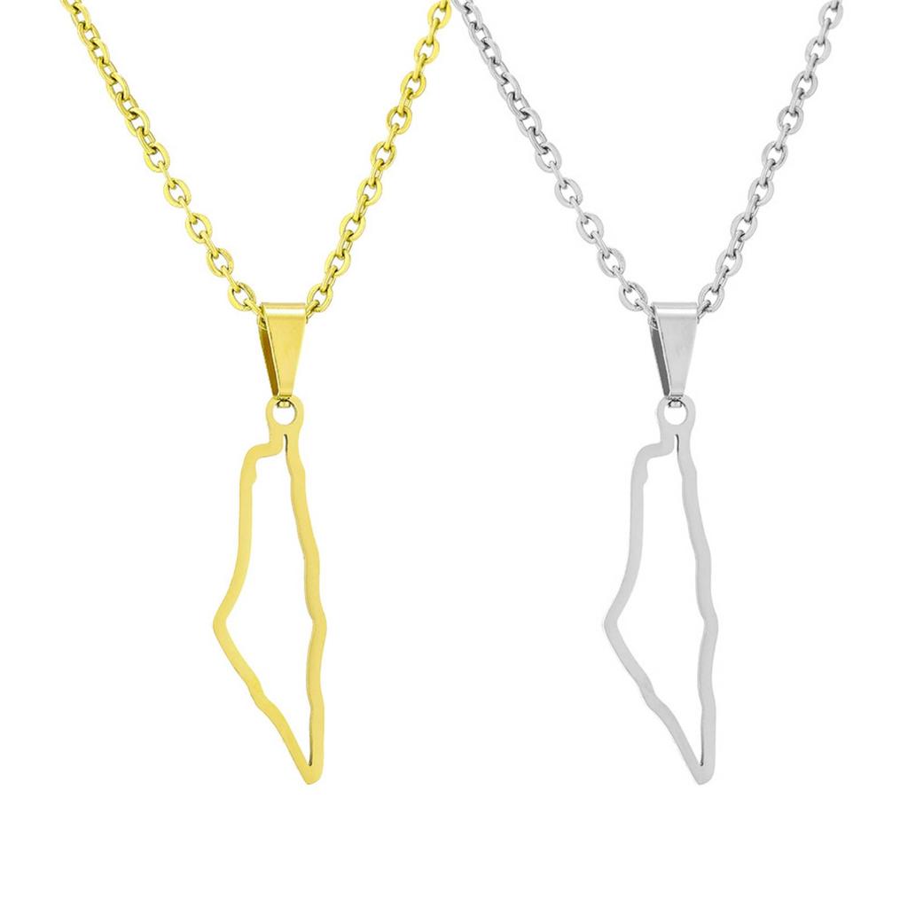 Collana Ciondolo Mappa Israele Palestina Gioielli in Acciaio Inossidabile Regalo per Donne Uomini