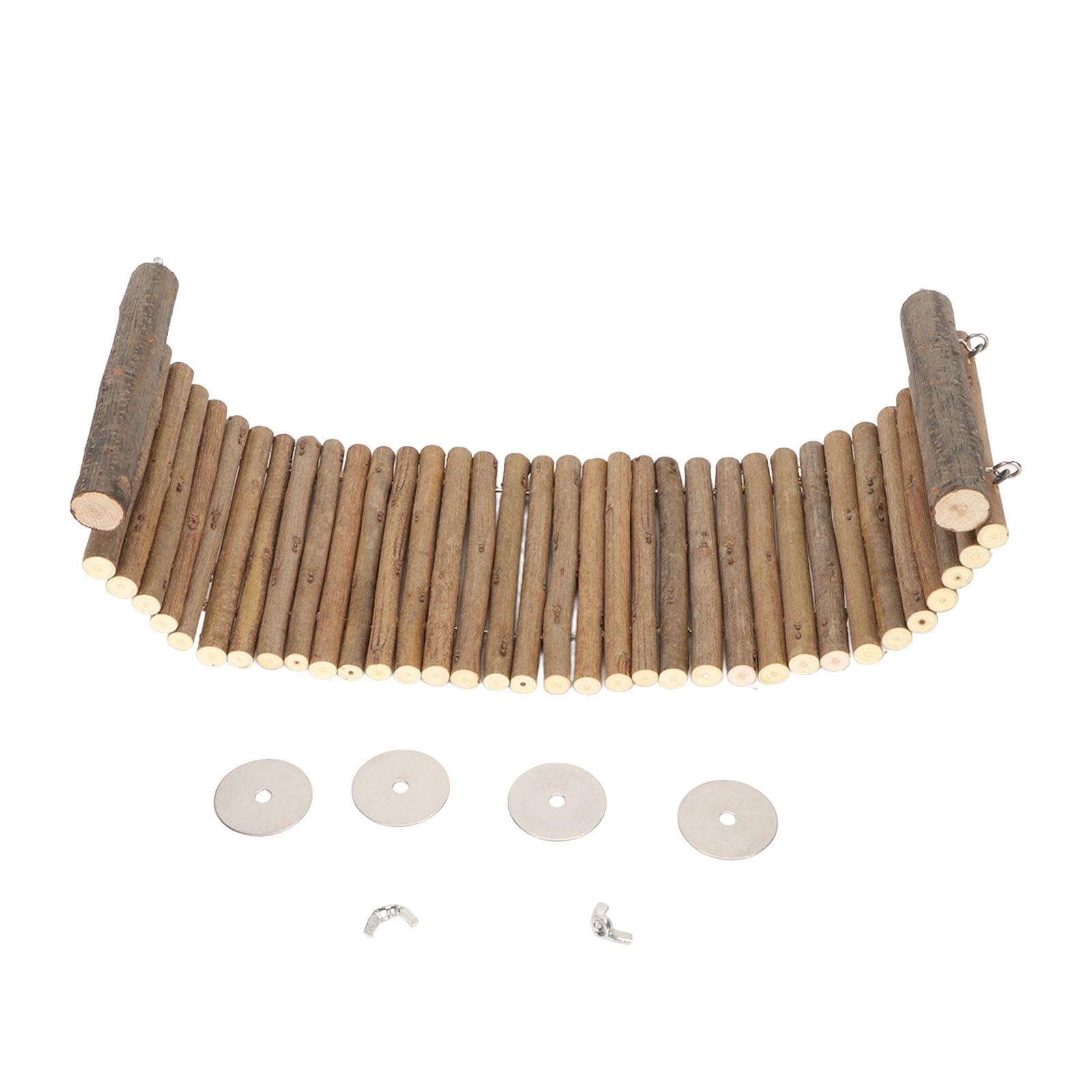 

Wooden Ladder Bridge Platform Toy Bendable Interesting Chinchilla Suspension Bridge Hamster Climbing Ladder for Small