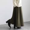 Women's Winter Fleece Lined High Waist A-Line Midi Skirt with Flared Hem