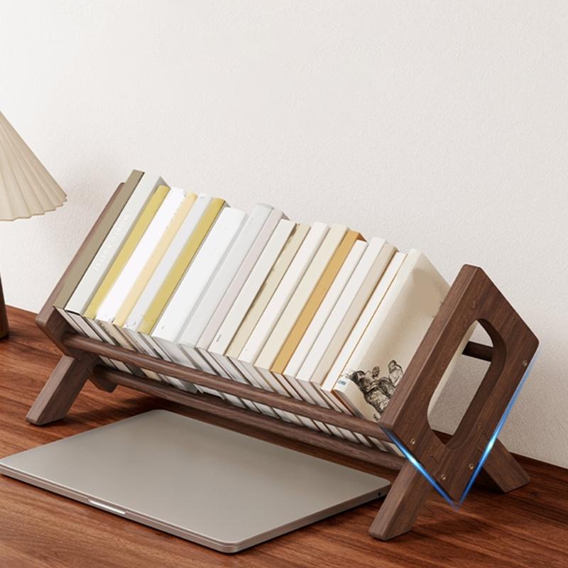 Holz-Schreibtisch-Bücherregal Zeitschriftenständer Tischplatten-Bücherregal Schräg gestelltes Bücherregal für Wohnzimmer Home Office