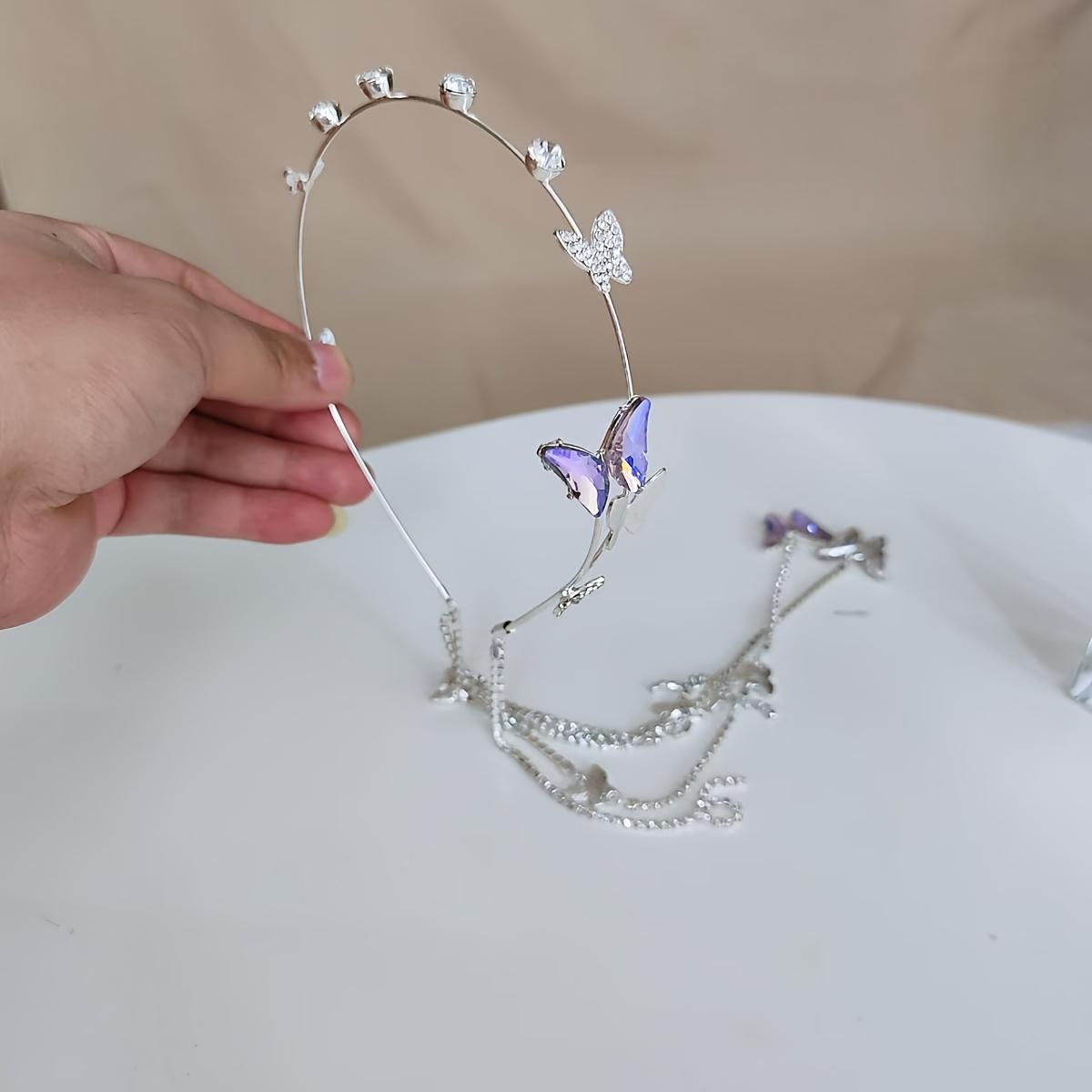 1PC Diamond Butterfly Fairy Fringed Headband Light Luxury Mori Super Fairy Headgear High-end Niche Design Headband Hair Accessories