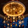 Winter Seasonal Landscaping Lighted Christmas Ceiling Hanging Decor, Pre-Lit Tree Bell Pendant with Plush Fabric Holiday Decor Warm LED, Porch Doorway