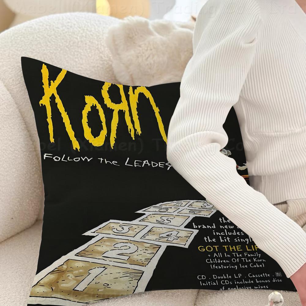 Korn Рок-группа Музыка Декоративная Эстетика комнаты Наволочка Домашний декор Спальня Диван Кровать Диван Наволочка 45x45 12x12Inch