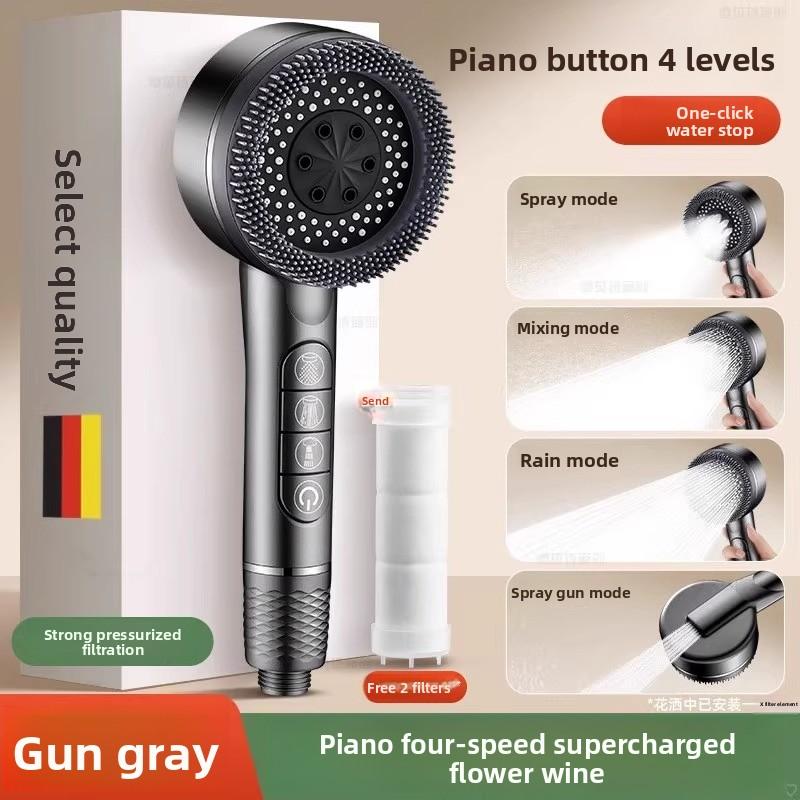 

Ручная душевая лейка высокого давления, Ультрасильный напор, Легко установить, Аксессуар для ванной | Практичный продукт для ванной Душевая лейка серый