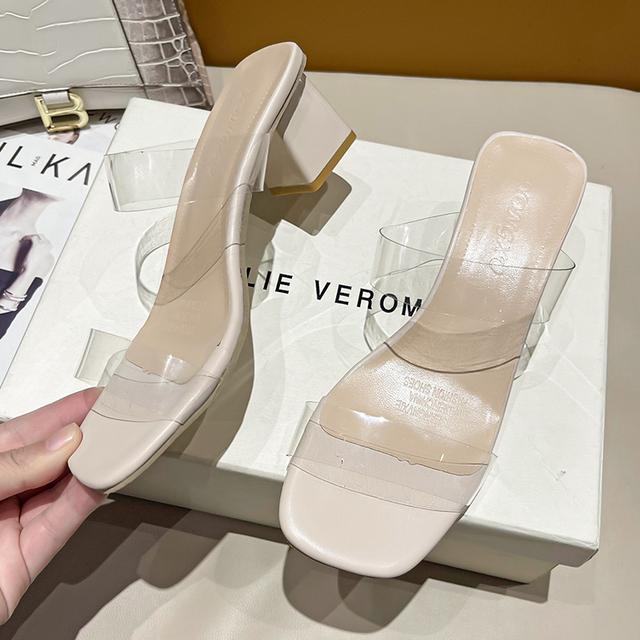 Sandale cu mărgele pentru femei Pantofi cu toc nou Pantofi cu papuci cu toc pentru femei Sandale de vară pentru doamne Sandale de plajă antiderapante Mărimi mari 35 ~43