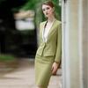 Women's Long Sleeve Collarless Suit Jacket Set - Spring/Autumn Workwear for Flight Attendants or Hotel Staff