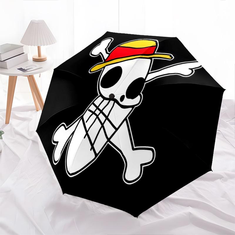 1 PC Automatic Folding Umbrella - One Piece Logo Pattern Portable Foldable Design With 8 Ribs Christmas Birthday Gifts