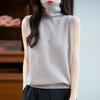 100% Pure Wool Turtleneck Sleeveless Vest for Women - Perfect for Autumn/Winter As a Knit Base Layer Top