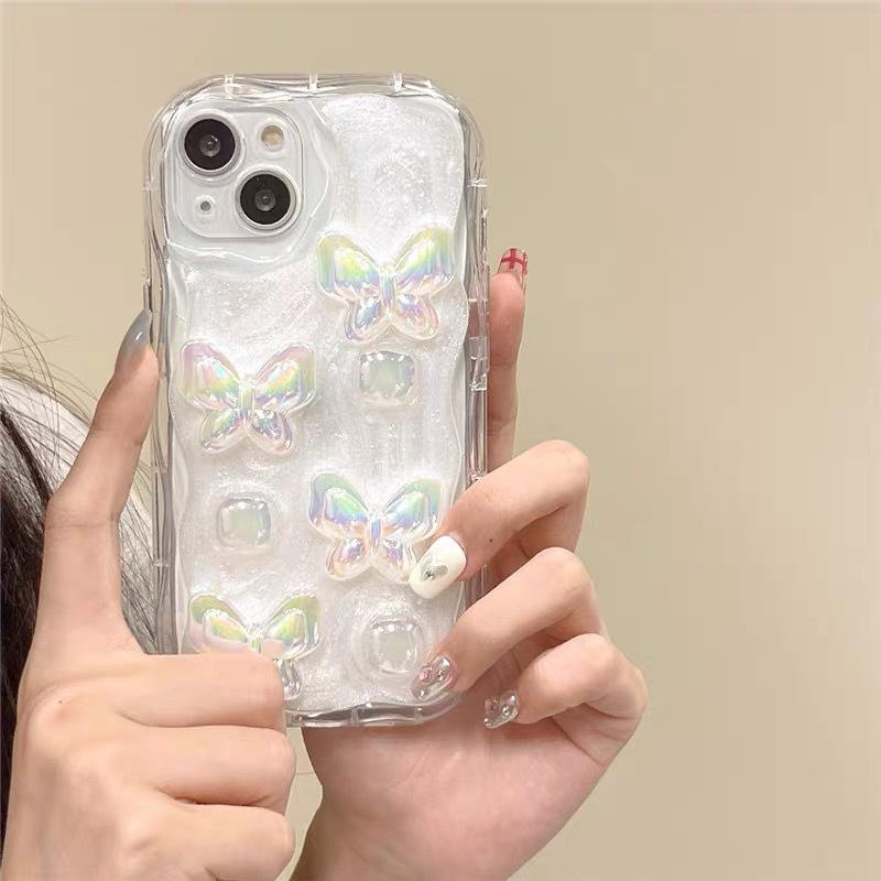 

Wave Pattern Epoxy Phone Case for Apple 17 Promax Colorful Butterfly for IPhone 15 Lens All-inclusive Ins For iPhone 17Promax