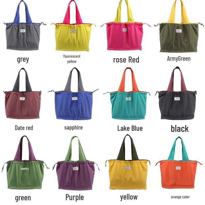 Large Eco-Friendly Foldable Tote Bag - Fashionable, Portable, Drawstring Shoulder Bag with Large Capacity for Grocery Shopping.