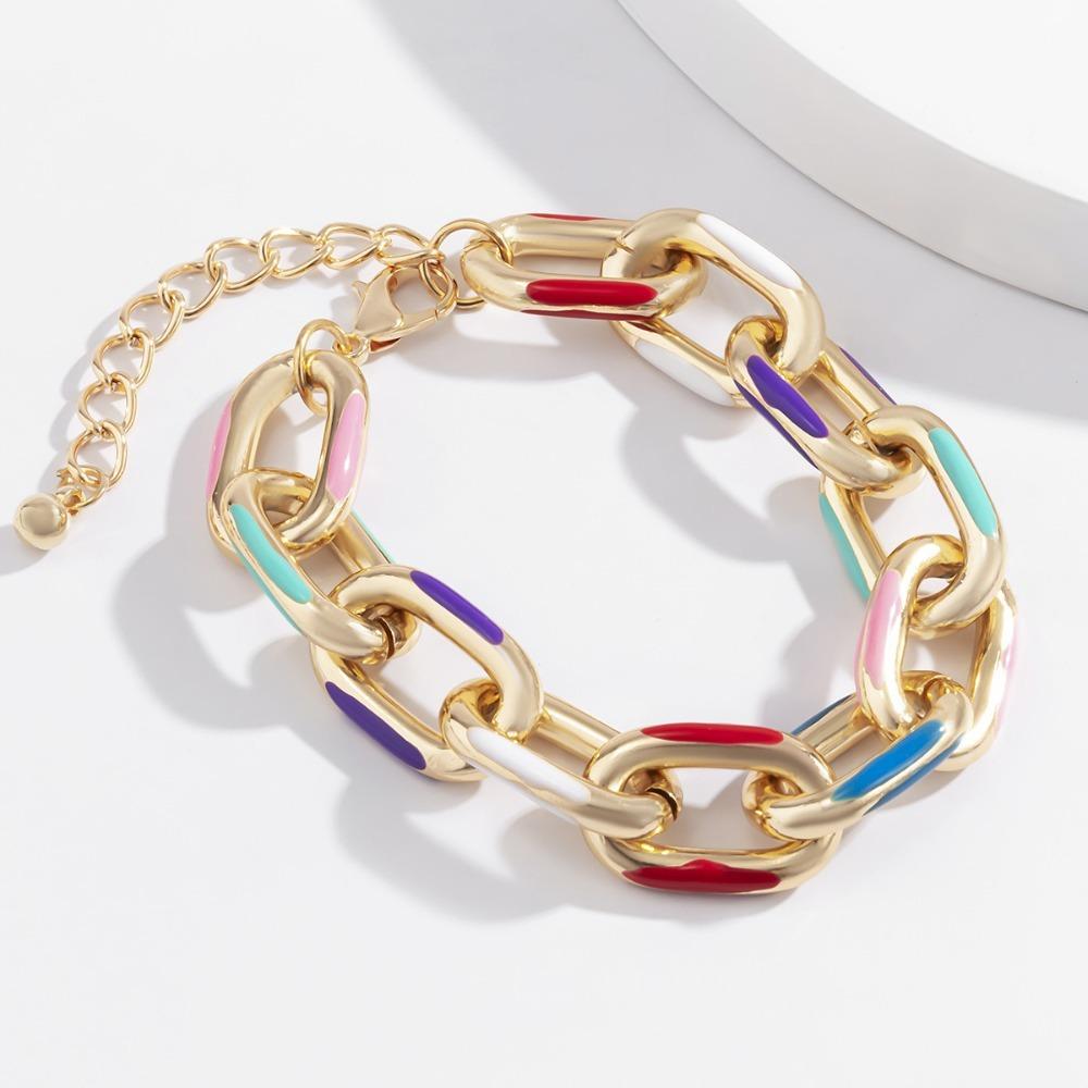 Double Weave Chain Design Steampunk Lock Choker Necklace Metal Chunky Chains Choker  Summer