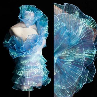 15CM Wide Pleated Lace Ribbon DIY Organza Fabric Fashion Gradient Lace Fabric Patchwork Decor