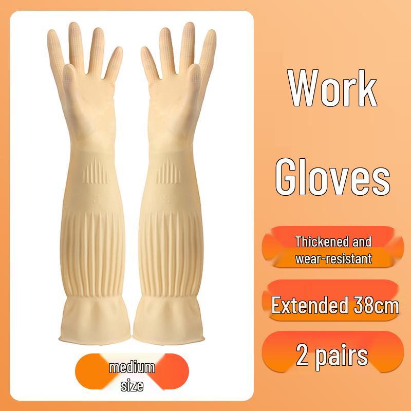 Womens Durable Waterproof Latex Work Gloves - Thick, Wear-Resistant for Kitchen & Household Tasks