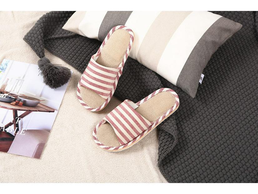 Unisex Lein-Baumwoll-Hausschuhe für alle Jahreszeiten - Ideal für Innenbereiche und Holzböden