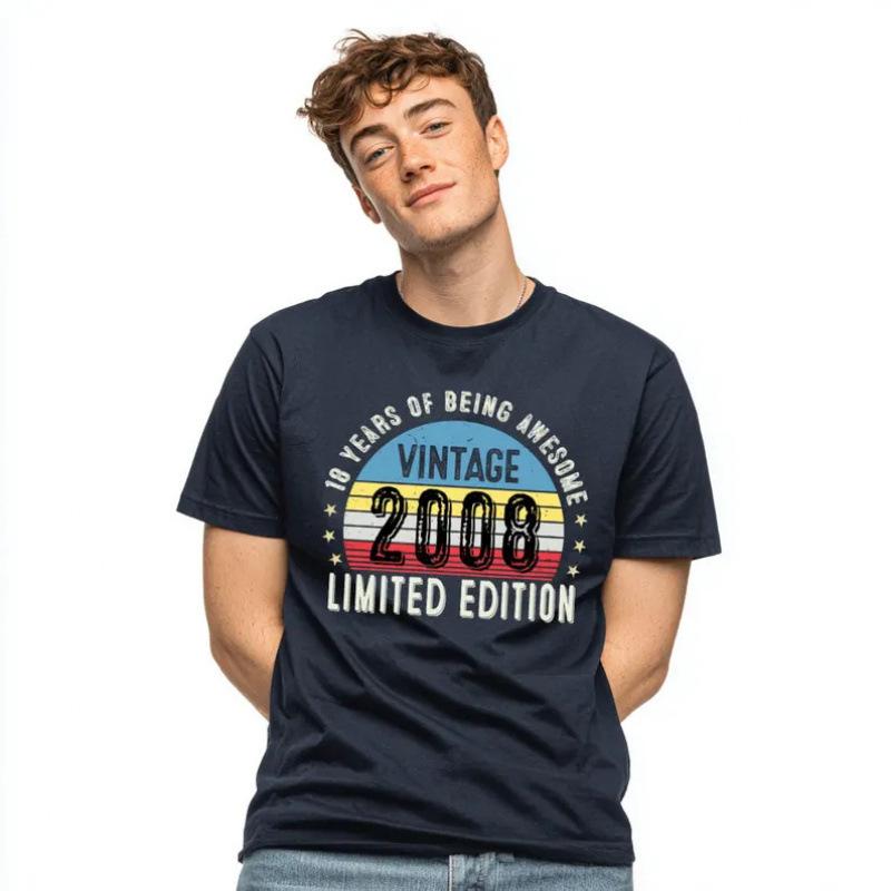18th Birthday Gift T-Shirt, Vintage 2008 Limited S тёмно-синий