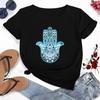 Hamasa Hand of Fatima Tryck WoUnisex T-shirts Lyckobringande Hamsa Hand Harajuku Unisex T-shirts Sommar Kort Ärm Svart Topp T-shirts FeUnisex Unisex