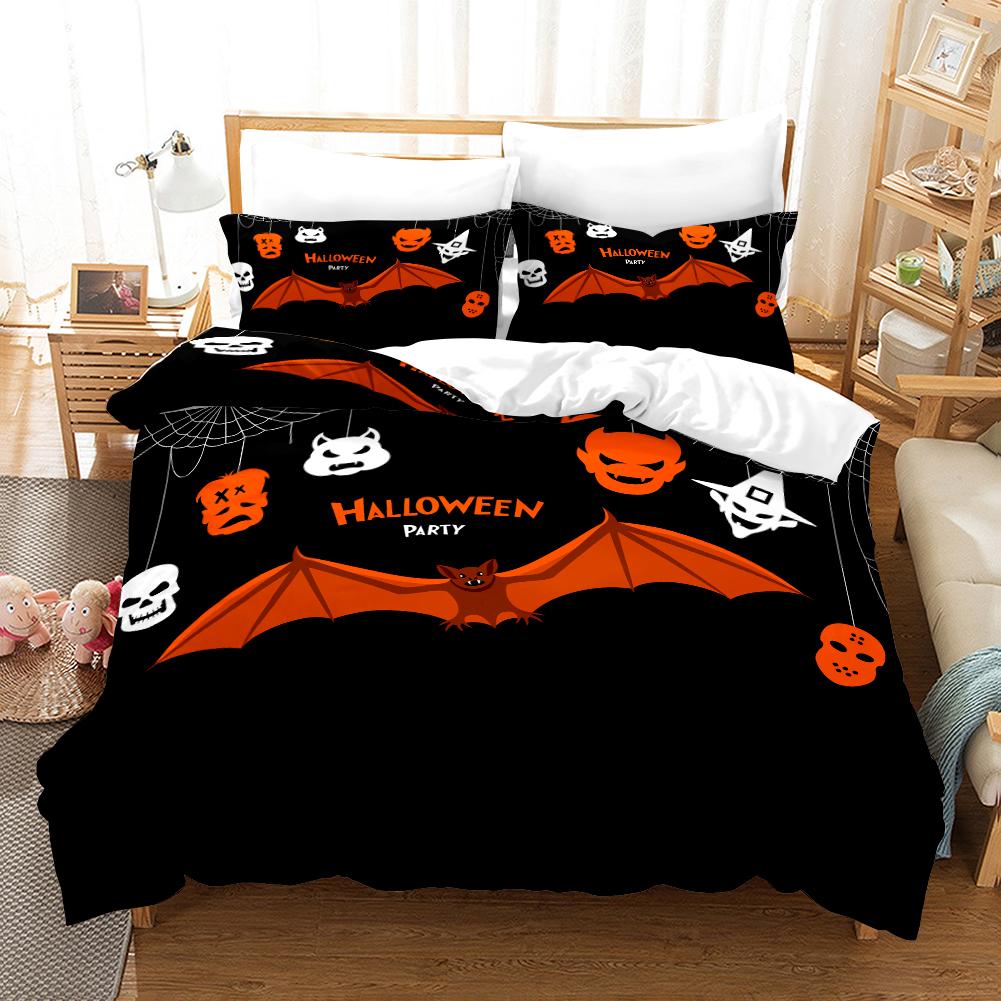 Halloween Pattern - Digital Printed Duvet Kit - Polyester - Bedroom Decoration -1 Bed Cover +2 Pillowcase (no Pillow Core)