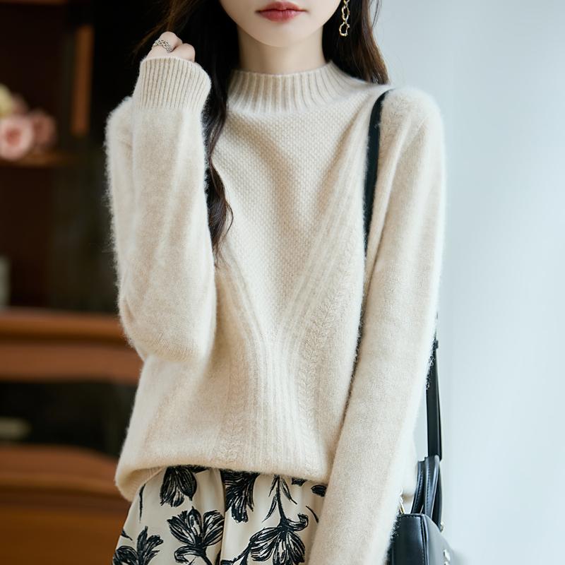 Dámský kašmírový svetr Kašmír Qinghe 30% kašmír 70% vlna podzimní a zimní pulovr hřejivý a módní