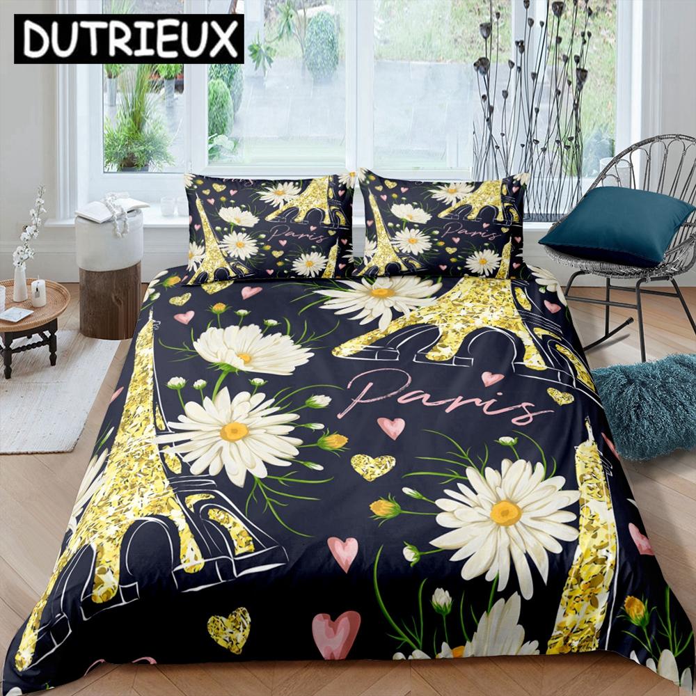 

Paris Eiffel Tower 3D Duvet Cover Bedding Set Comforter Linen Pillowcases Home Decor Single Double Twin King Queen EU Single(135*200cm)3pcs