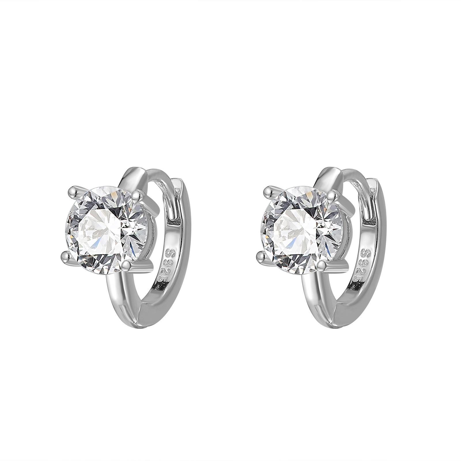 

Серьги из серебра 925 пробы с четырьмя круглыми когтями из циркония, простые и модные серьги-гвоздики, изысканные и маленькие серьги, серьги, женские модели 925 silver