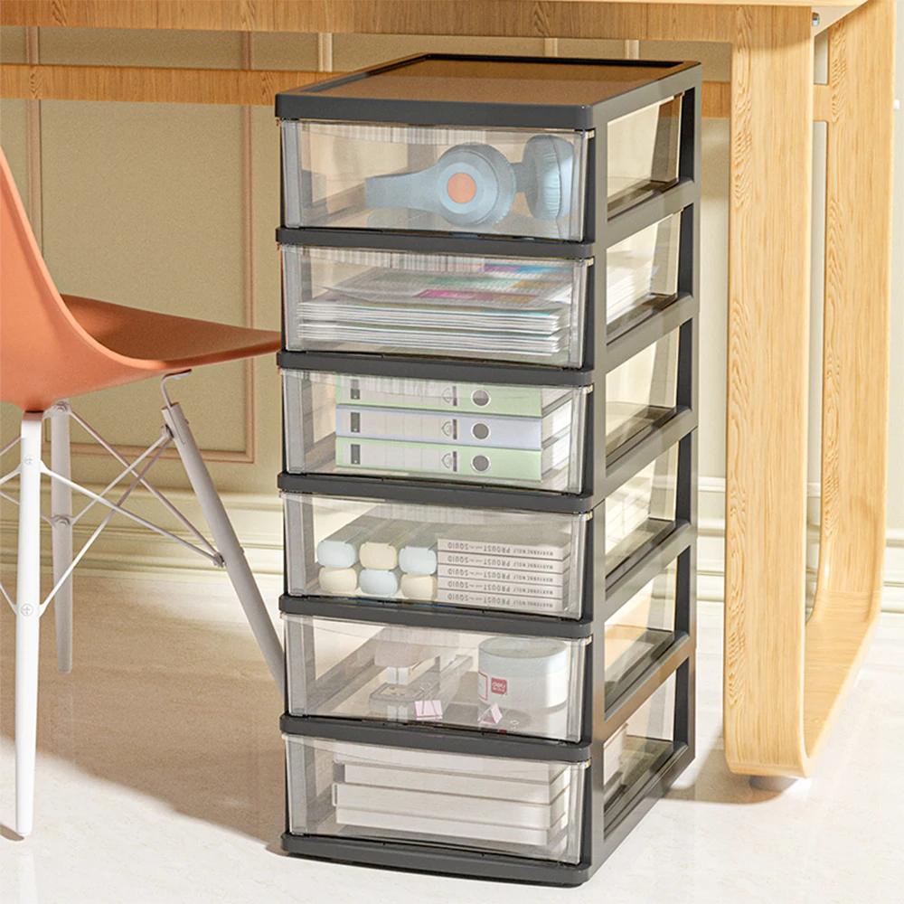 4/6Layers Medium Desktop Storage Box with Drawer Heightened Table Organizer Plastic Office Storage Cabinet  for Home Stationery