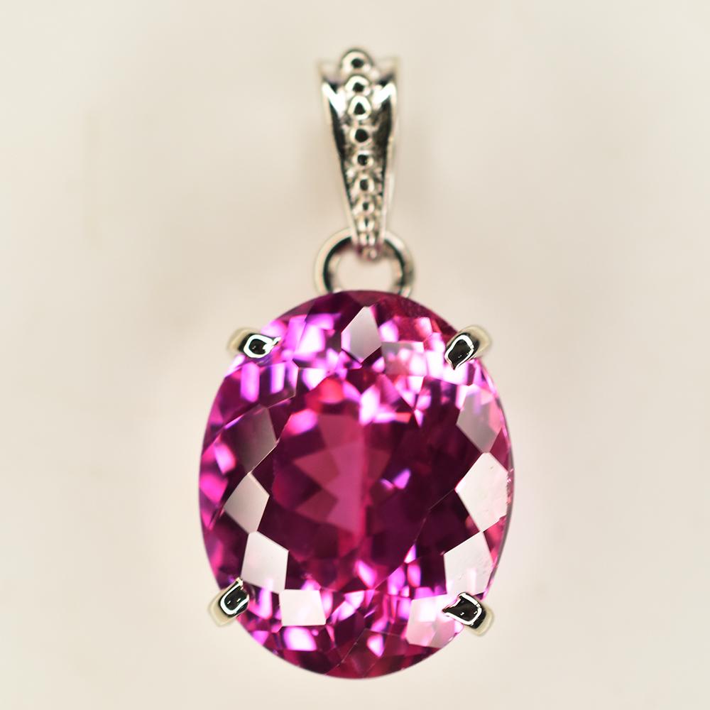 26.95 Ct Pink Tourmaline 925 Sterling Silver Natural Pendant CERTIFIED Gemstone my.pd.19-k