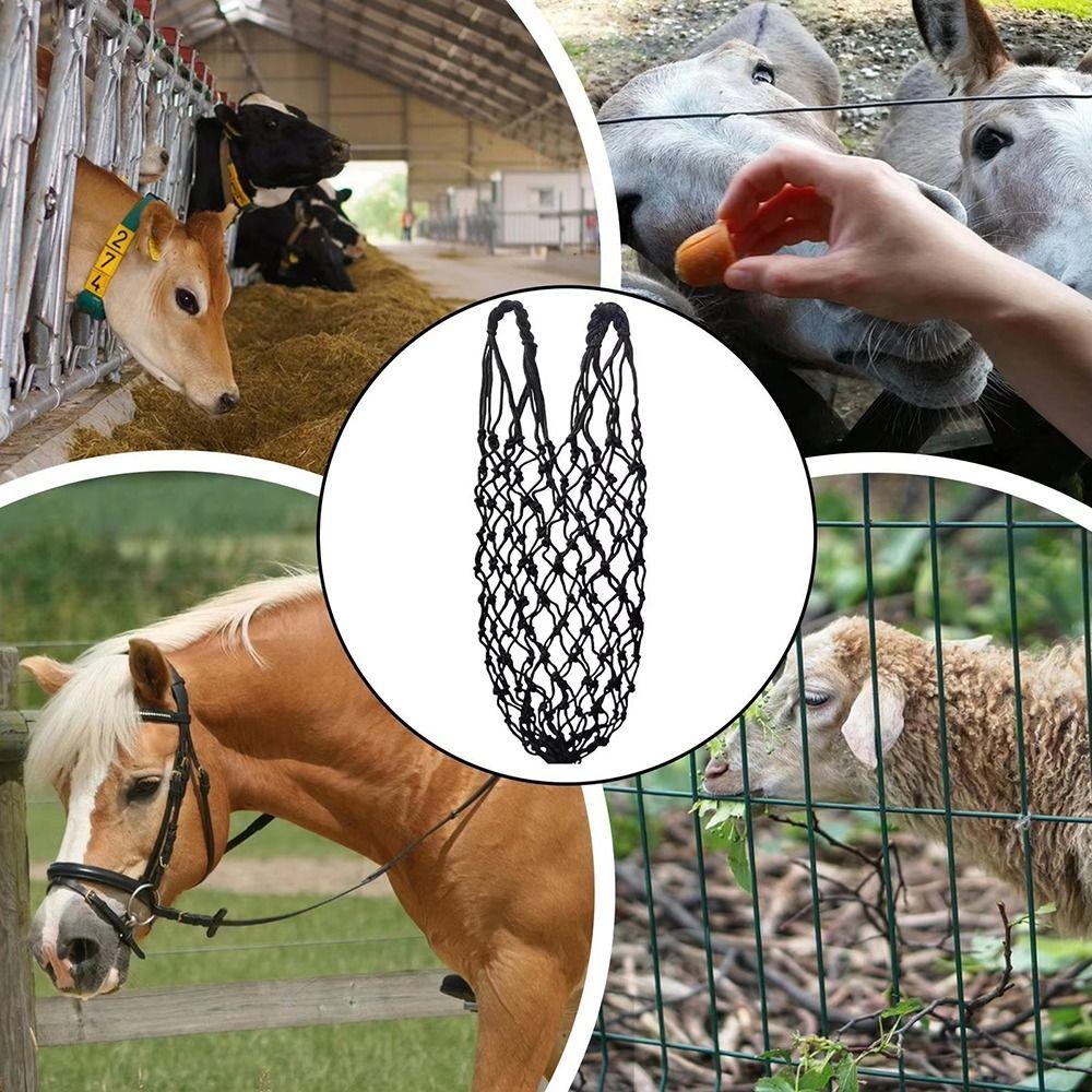 2Pcs/Set Durable Slow Feed Hay Net Large Capacity Hanging Horse Hay Bag 40inch Hay Feeder Bag Equestrian Accessory