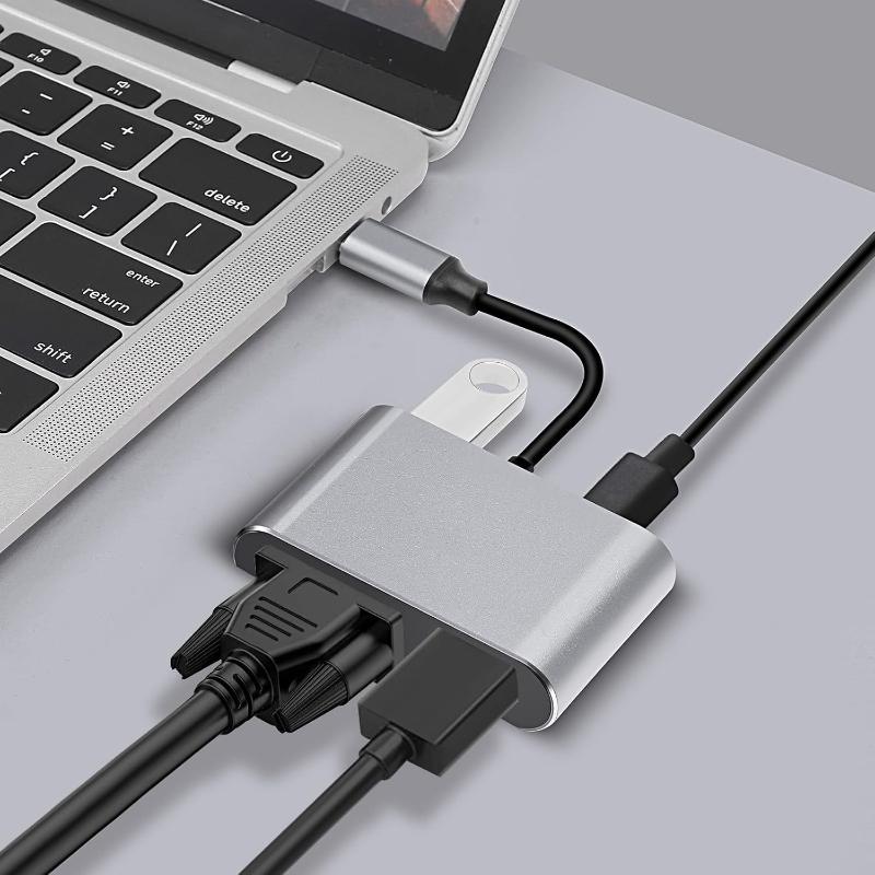 4-in-1 USB-C-Hub-Dockingstation mit 4K@60Hz HDMI-Ausgang, PD100W Power Delivery und USB 3.0-Anschlüssen für MacBook Typ-C-Splitter