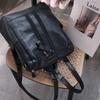 Black Leather Backpack Soft Leather Multifunctional School Bag Vintage Korean Style Backpack  Daily