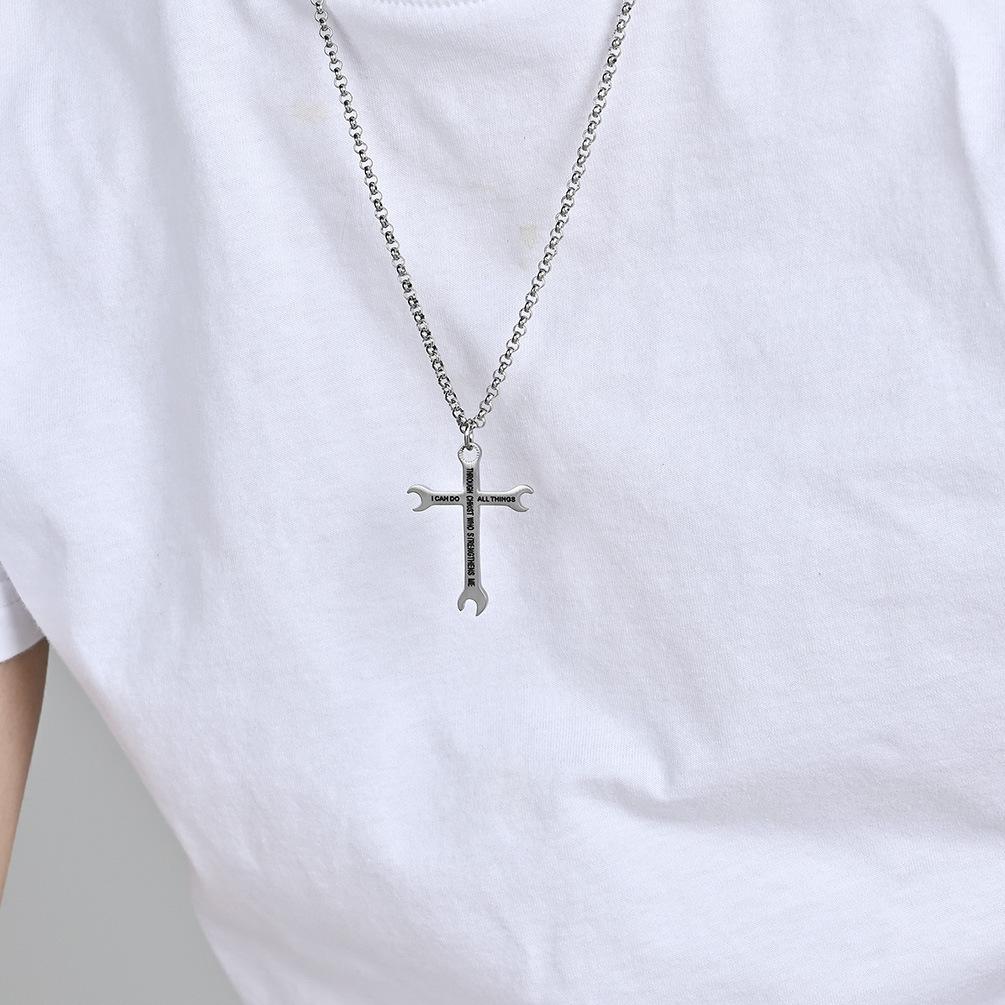 2026 Wrench Cross Necklace Fashion Trend Men, Cross Pendant Accessories