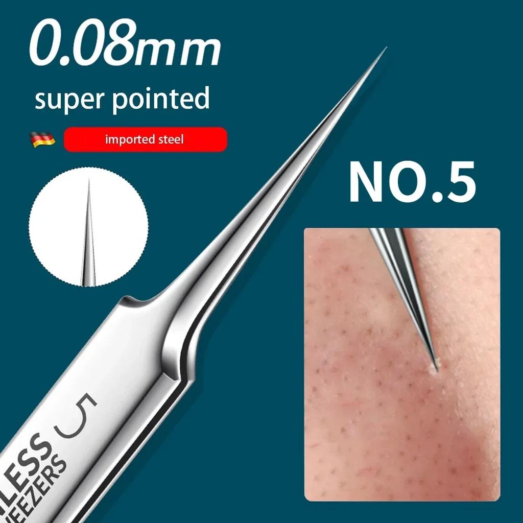 German Ultra-fine No. 5 Cell Pimples Blackhead Clip Tweezers Beauty Face Health Salon Special Blackhead Remover Acne Needle Tool