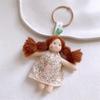 Cute Cartoon Doll In Floral Dress Keychain For Woman Girls Pendant Bag Decor Braid Accessory Fabric Toy Keyring Decoration