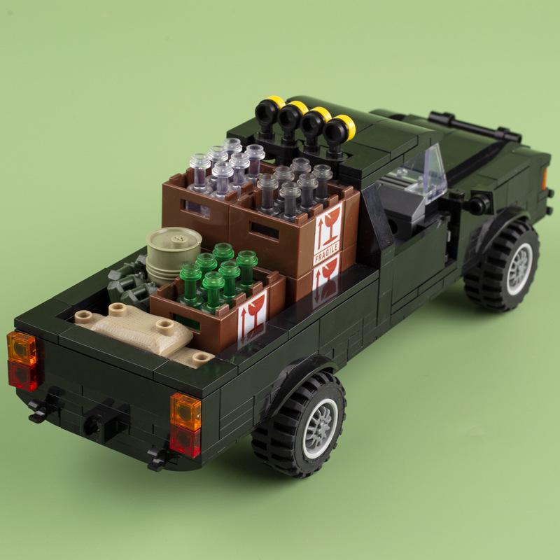 Figure Black Transport Truck Off-Road Vehicle Pickup Truck Model Children Assembled Building Block Toy