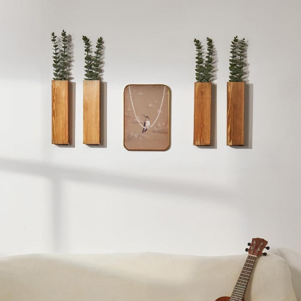 Wooden Wall Vase Decoration for Dried Flowers Hanging Plant Container Natural Wood Hanging Planter Home Decor Wall Mounted Vase