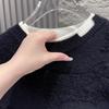 Herbst 2024 Herren Lockerer Sitz Schwarzer 3D-Druck Rundhals Strickpullover