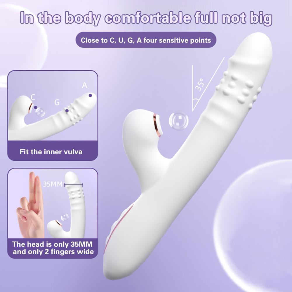 Dildo Vibrante con Movimento Spingente con molteplici modalità di vibrazione/succhiamento, Giocattoli Sessuali Multifunzione Impermeabili Spingenti, con Leccata