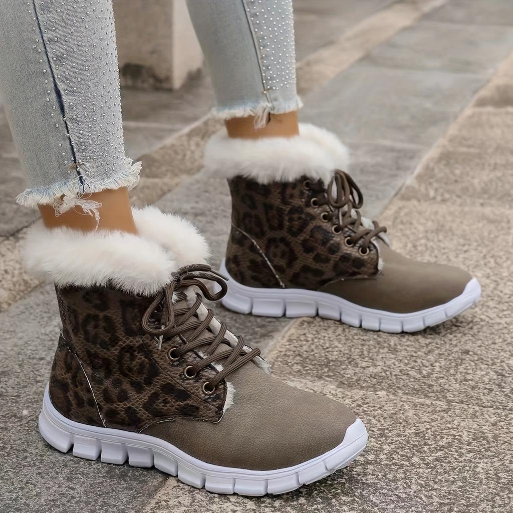 Women's Winter Furry Slip-Resistant Platform Sneakers/Boots - Thick Platform Height Increase