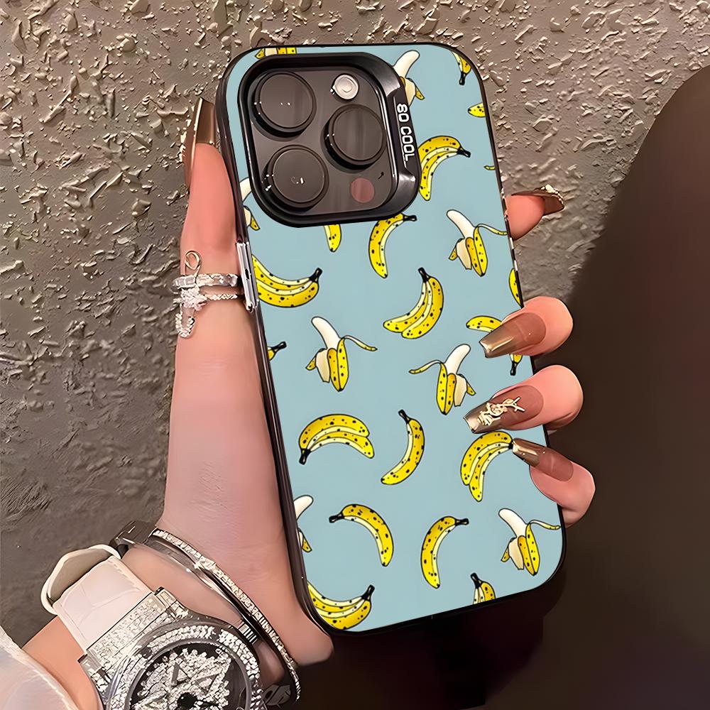 

Banana Pattern Phone Case For IPhone17 Air 16 15 14 Plus 13 12 11 Pro XS Max Silver Black Bumper Case iPhone 14ProMax