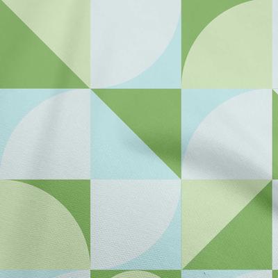 Cotton Flex Grün Stoff Geometrisches Quadrat mit Kreisen Nähmaterial Druckstoff Meterware 40 Zoll