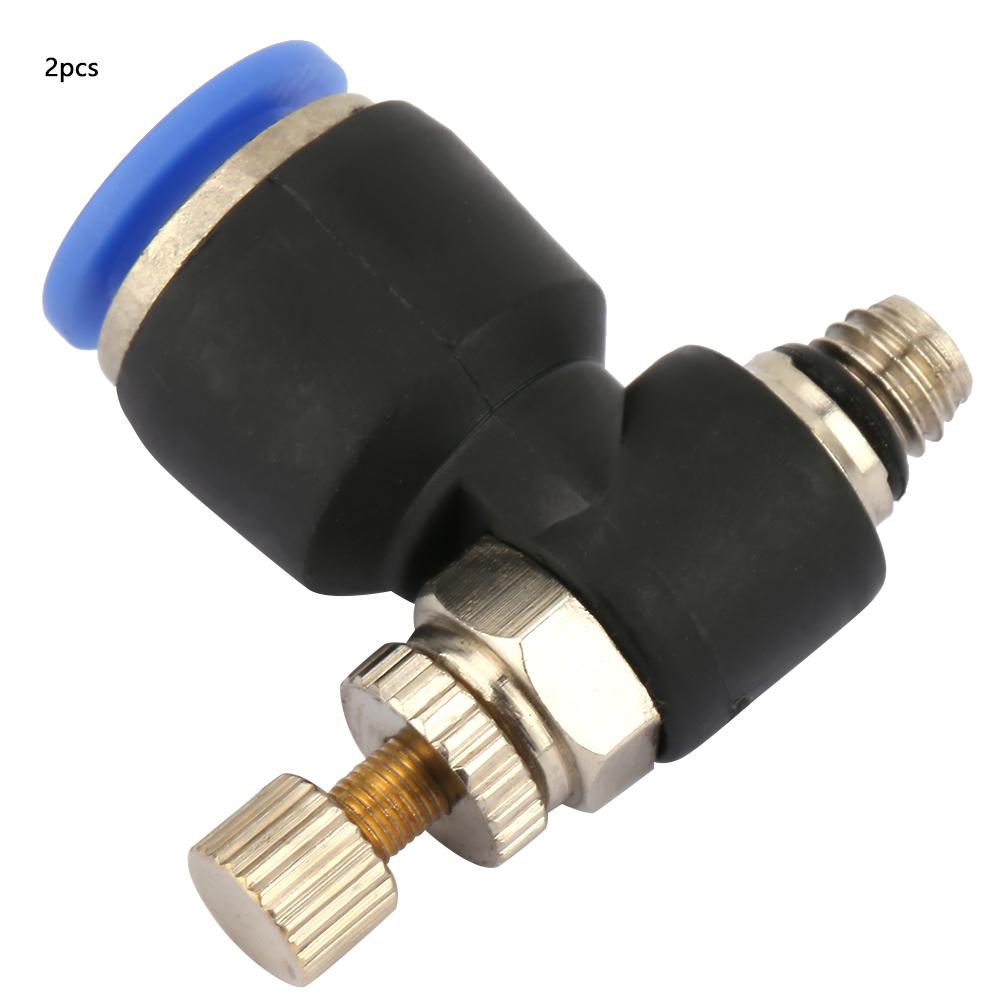 2pcs Tube Air Flow Speed Controller Pipe Pneumatic Fitting Regulator Valve(SL6 M5)