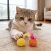 Latex Foam Cats Toy Balls, Colorful Interactive Cats Toys For Indoor Cats, Soft Bouncy Toys With Feather, Cats Toys For Self-Play & Human-