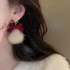 Christmas Snowflake Red Flocking Bowknot Drop Earrings for Women Vintage Red Color Love Heart Santa Claus Earrings Party Jewelry